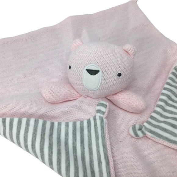 Cloud Island Pink Bear NWOT Lovey Security Blanket Plush Baby Gray Stuffed Toy - Picture 1 of 8